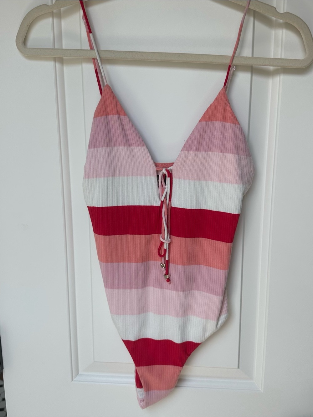 AFRM Striped Pink and Red bodysuit